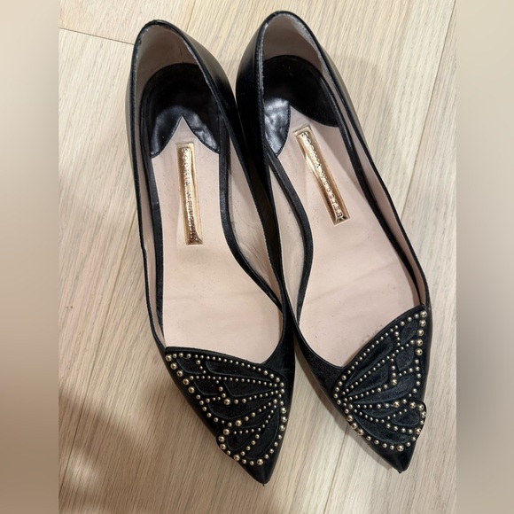 Sophia Webster black and gold butterfly flats size 38.5 - Picture 1 of 7